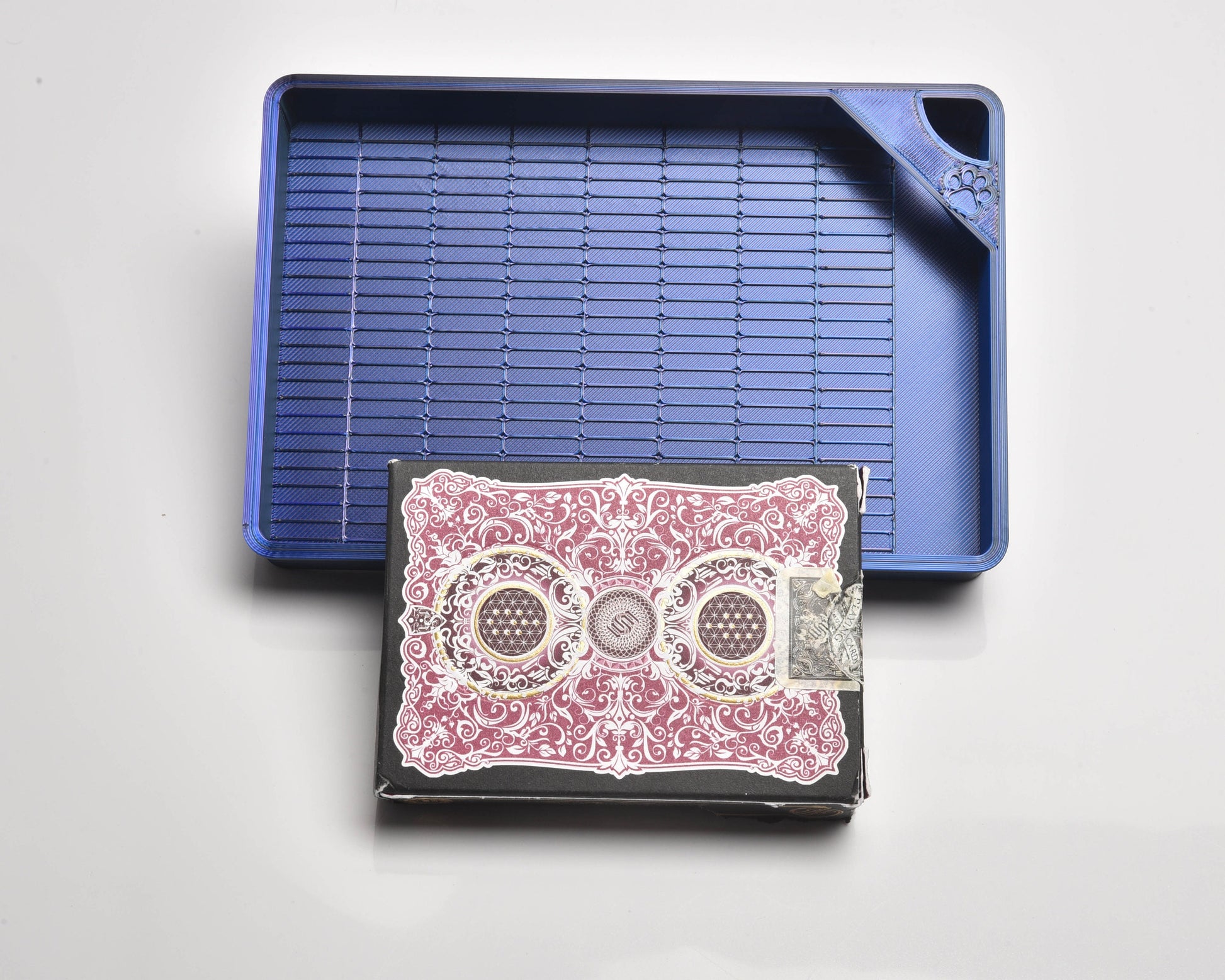 GRIDDED! Gomez Blue/Purple/Black Quantum - NEW PRODUCT - Cat-Proof Diamond Painting Tray with Lid