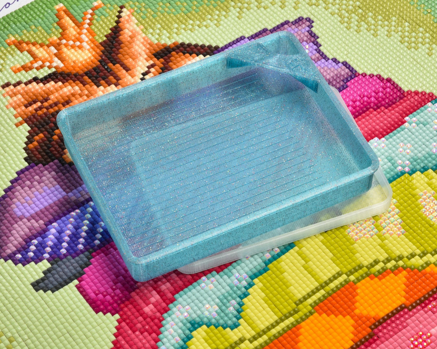 Ocean Sapphire Teal Translucent Sparkle - TOWER SPECIAL EDITION - Cat-Proof Diamond Painting Tray with Lid