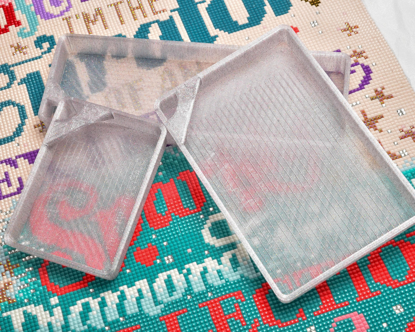 Catfetti Rainbow Glitter Transparent - GRIDDED Cat-Proof Diamond Painting Tray with Lid