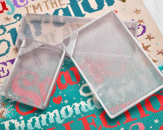 Catfetti Rainbow Glitter Transparent - GRIDDED Cat-Proof Diamond Painting Tray with Lid